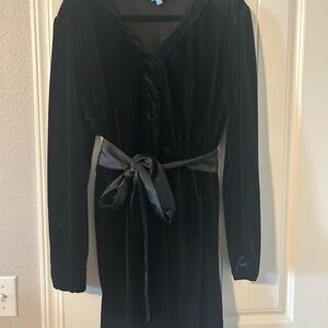Elegant Black Velvet Dress with Belt